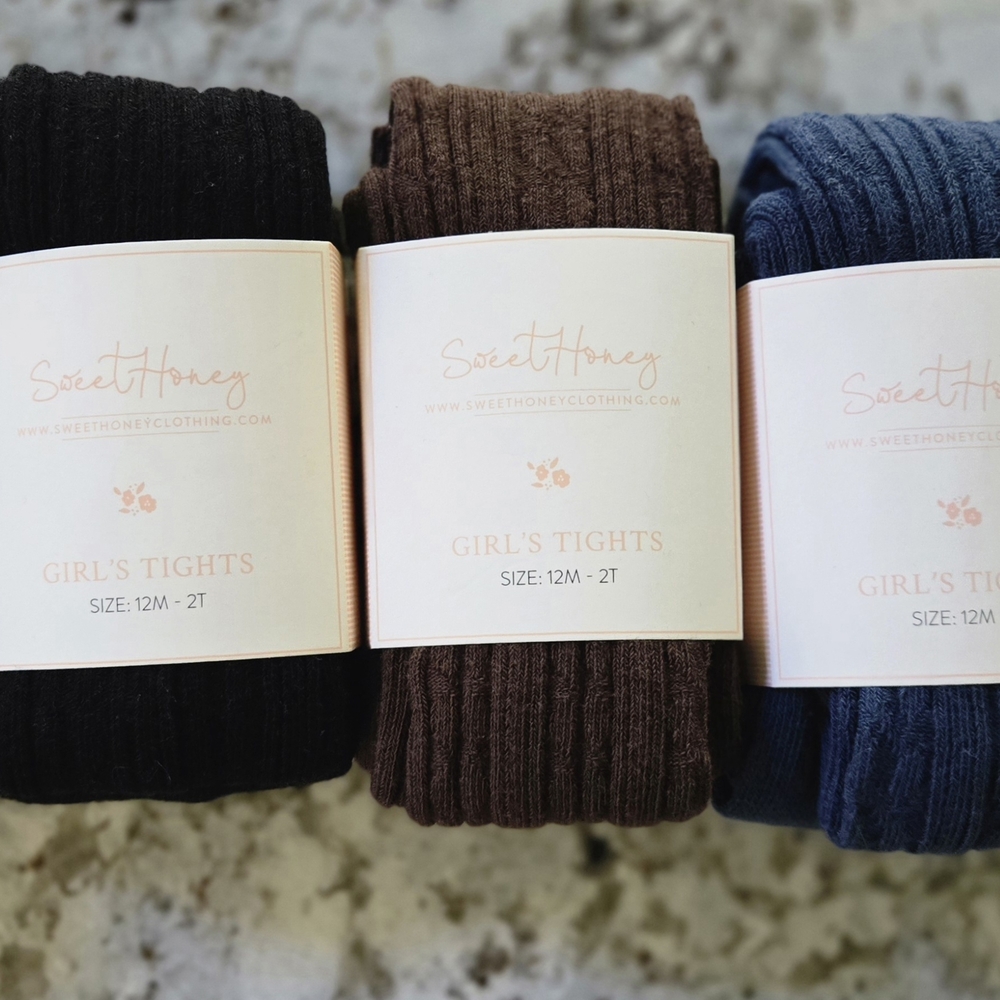 SweetHoney Girl's Tights Bundle - Black, Brown, Blue, Burgundy, amd Olive